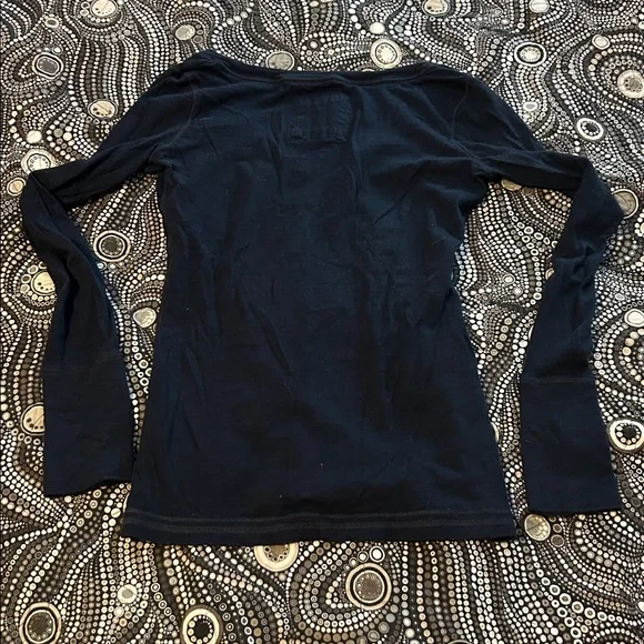Abercrombie & Fitch Womens S Navy Blue V-Neck Long Sleeve Shirt - Picture 2 of 6